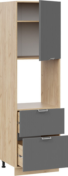 Изображение товара Шкаф-пенал кухонный ТриЯ Кимберли 1П6Я2 с одной дверью и двумя ящиками (дуб крафт золотой/титан)