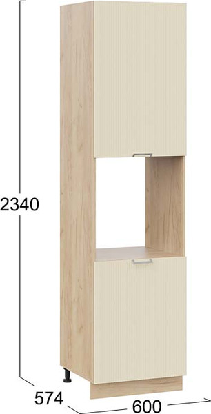 Изображение товара Шкаф-пенал кухонный ТриЯ Кимберли 1ПВ6 с двумя дверями (дуб крафт золотой/крем)