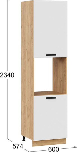 Изображение товара Шкаф-пенал кухонный ТриЯ Тиана 1ПВ6 с двумя дверями (дуб крафт золотой/белый супермат)