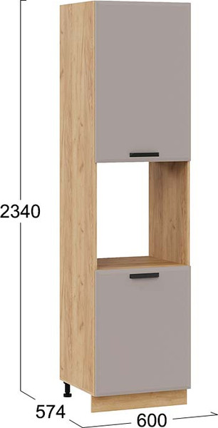 Изображение товара Шкаф-пенал кухонный ТриЯ Тиана 1ПВ6 с двумя дверями (дуб крафт золотой/мокко супермат)