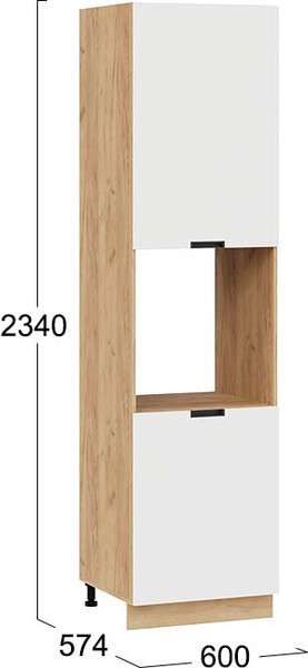 Изображение товара Шкаф-пенал кухонный ТриЯ Гренада 1ПВ6 с двумя дверями (дуб крафт золотой/холст белый)