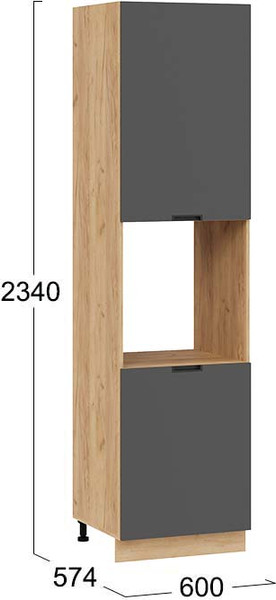 Изображение товара Шкаф-пенал кухонный ТриЯ Гренада 1ПВ6 с двумя дверями (дуб крафт золотой/холст вулкан)