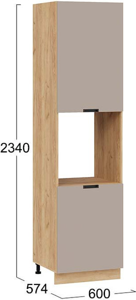 Изображение товара Шкаф-пенал кухонный ТриЯ Гренада 1ПВ6 с двумя дверями (дуб крафт золотой/холст латте)