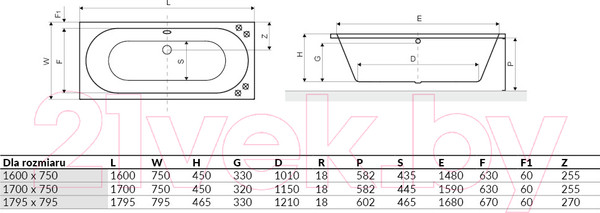 Изображение товара Ванна акриловая Excellent Oceana Slim 180x80