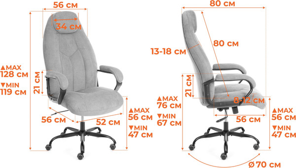 Изображение товара Кресло офисное Tetchair Boss metalBL (ткань, серый, KUB 05)