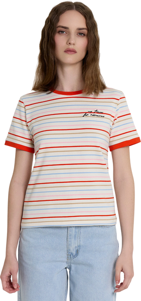 Изображение товара Футболка Mark Formelle 112936 (р.164/170-84-90, полоска на светло-молочном/589-D вышивка)