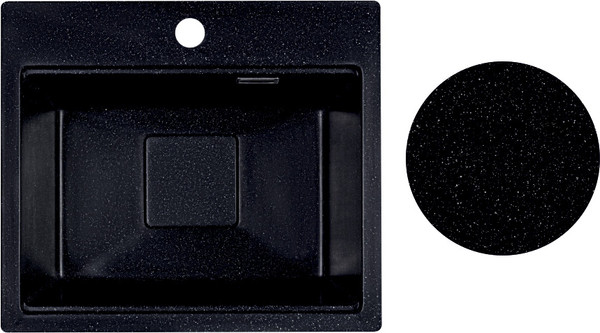 Изображение товара Мойка кухонная Marblan Comfort 48 (черный, с сифоном)