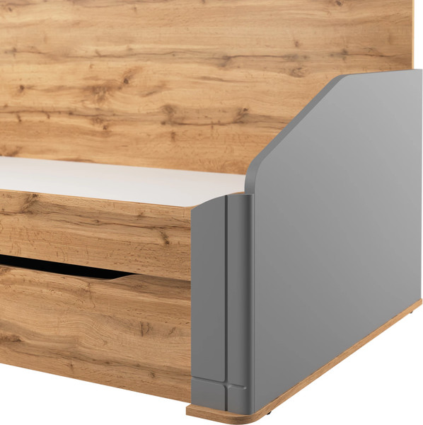 Изображение товара Кровать-тахта Involux Sale 90x200 с ящиками / км0144 (серый шифер/дуб натюрель)