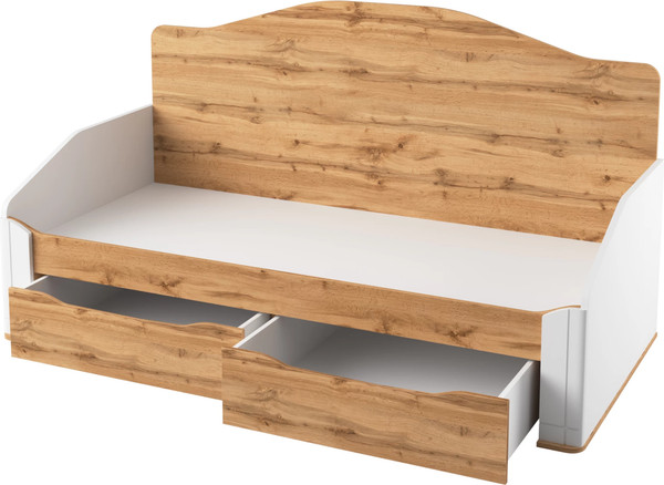 Изображение товара Кровать-тахта Involux Sale 90x200 с ящиками / км0144 (белый премиум/дуб натюрель)