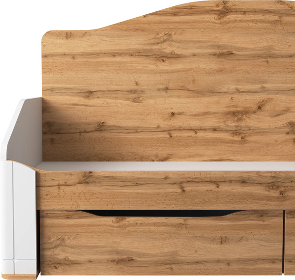 Изображение товара Кровать-тахта Involux Sale 90x200 с ящиками / км0144 (белый премиум/дуб натюрель)