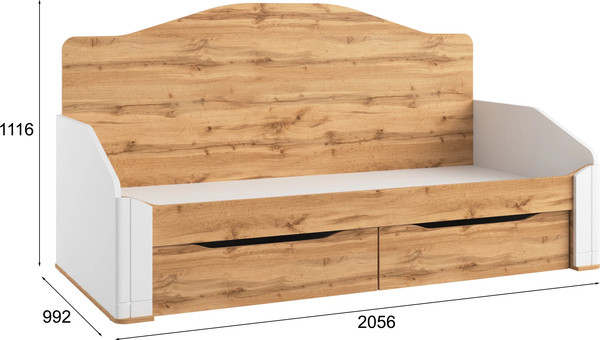 Изображение товара Кровать-тахта Involux Sale 90x200 с ящиками / км0144 (белый премиум/дуб натюрель)
