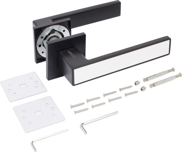 Изображение товара Ручка дверная Аллюр Арт Лана BL/W+L7050S BL+BK-S2 BL(861511/S7050) (матовый черный/белый)