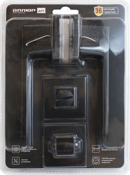 Изображение товара Комплект дверной фурнитуры Аллюр Арт Ринго BL+L7050S BL+BK-S2 BL (83150/S7050) (матовый черный)