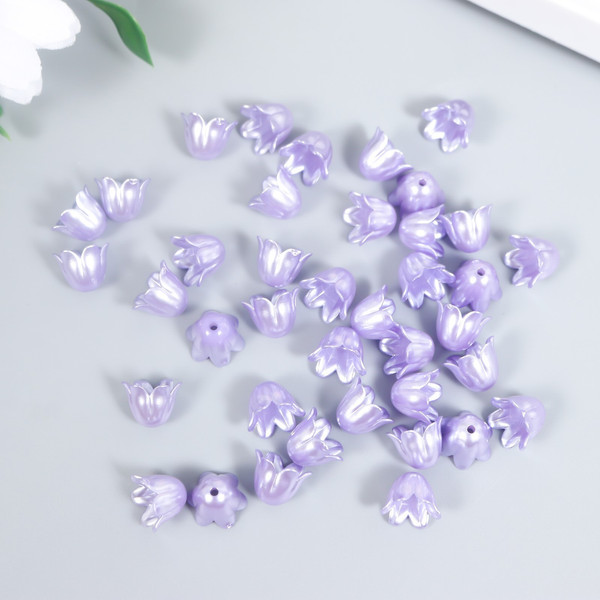 Изображение товара Набор бусин декоративных Арт Узор Цветок ландыша жемчужный / 9104573 (40шт, фиолетовый)