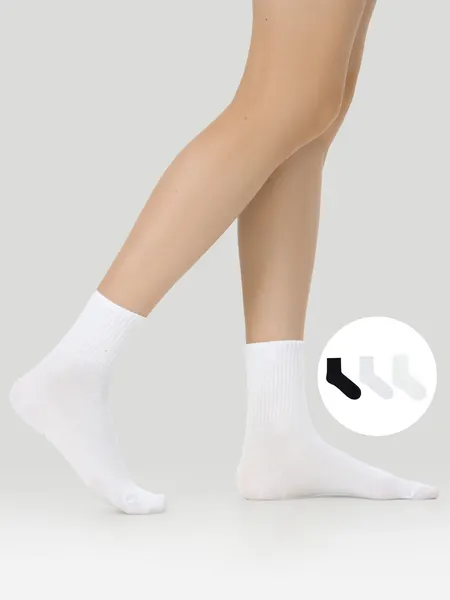 Изображение товара Носки детские Mark Formelle 444A-1850 (р.18, белый/серый меланж/черный)