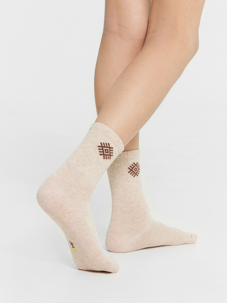 Изображение товара Носки детские Mark Formelle 444A-2775 (р.16, бежевый меланж/ярко-красный/светло-серый меланж)