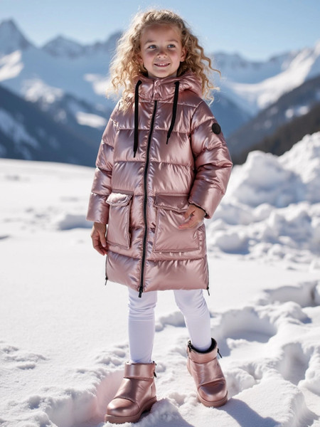 Изображение товара Пальто детское Amarobaby Fancy / AB-OD25-FANCY29/27-134 (р.134, пудровый)