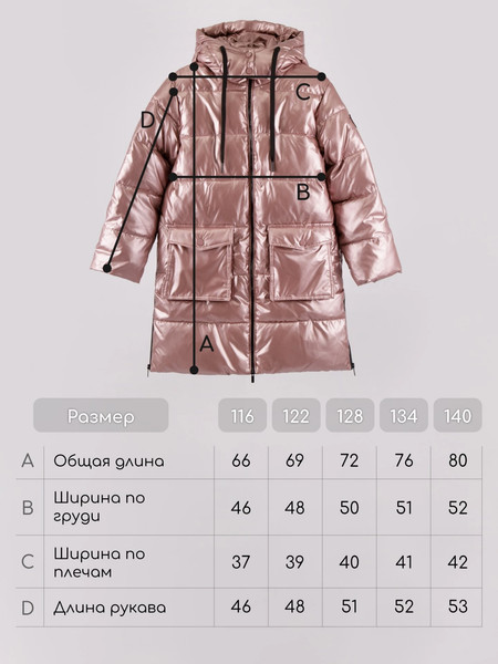 Изображение товара Пальто детское Amarobaby Fancy / AB-OD25-FANCY29/27-134 (р.134, пудровый)