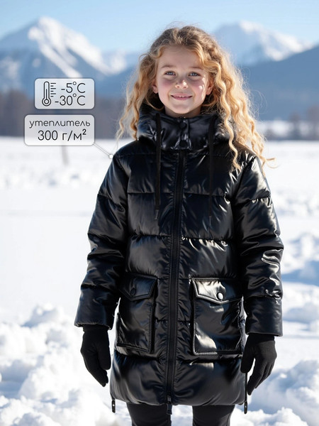 Изображение товара Пальто детское Amarobaby Fancy / AB-OD25-FANCY29/09-140 (р.140, черный)