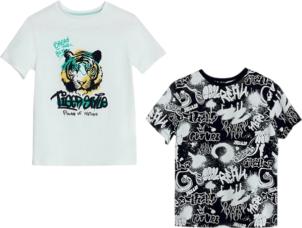 Изображение товара Комплект футболок детских Mark Formelle 113379-2 (р.122-60, белый/черно-белое граффити)