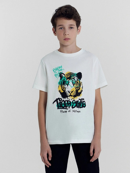 Изображение товара Комплект футболок детских Mark Formelle 113379-2 (р.122-60, белый/черно-белое граффити)