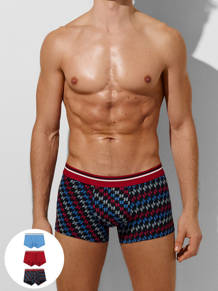 Изображение товара Комплект мужских трусов Mark Formelle 411215-3 (р.98-108, синий океан/вино/разноцветный узор на черном)