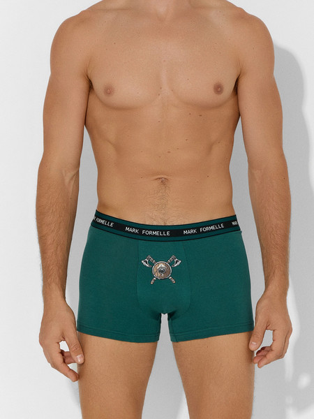 Изображение товара Комплект мужских трусов Mark Formelle 411228-2 (р.102-112, темно-зеленый/дикая охота на темно-зеленом)