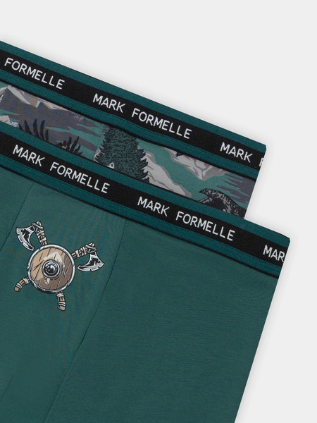 Изображение товара Комплект мужских трусов Mark Formelle 411228-2 (р.102-112, темно-зеленый/дикая охота на темно-зеленом)