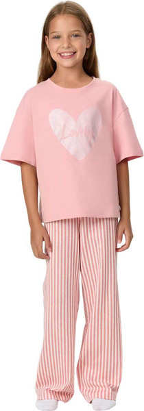 Изображение товара Пижама детская Mark Formelle 567747 (р.110-56, пыльная роза/полоски на пыльной розе)