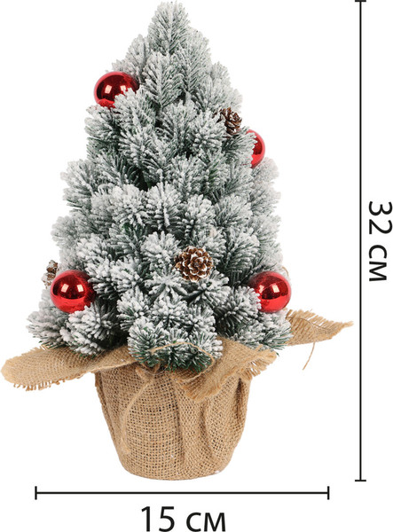 Изображение товара Елка декоративная Золотая сказка Заснеженная с декором / 592514 (32см)