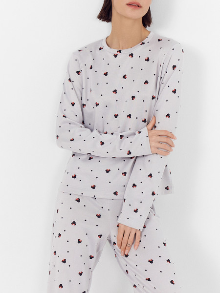 Изображение товара Комплект домашней одежды Mark Formelle 592468-1 (р.164/170-84-90, горошки с ушками на светло-сером)
