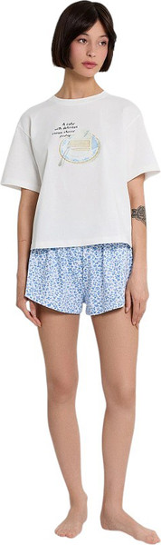 Изображение товара Пижама Mark Formelle 592607 (р.164/170-92-98, белый/голубые цветочки на белом)
