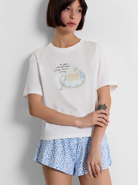 Изображение товара Пижама Mark Formelle 592607 (р.164/170-92-98, белый/голубые цветочки на белом)