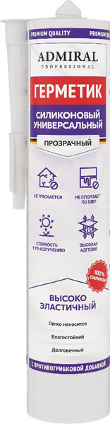 Изображение товара Герметик силиконовый Admiral Универсальный с противогрибковой добавкой (280мл, прозрачный)