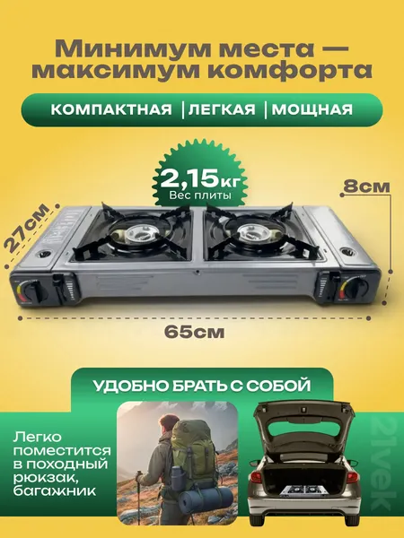 Изображение товара Плита туристическая Coyote ZD-300-A (темно-серый)