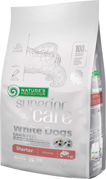 Изображение товара Сухой корм для собак Nature's Protection SC White Dogs Starter Grain Free Salmon (1.5кг)