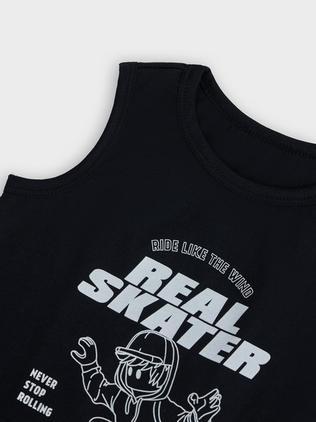 Изображение товара Комплект бельевой детский Mark Formelle 443002 (р.152-76-66, черный/черно-белая клетка)