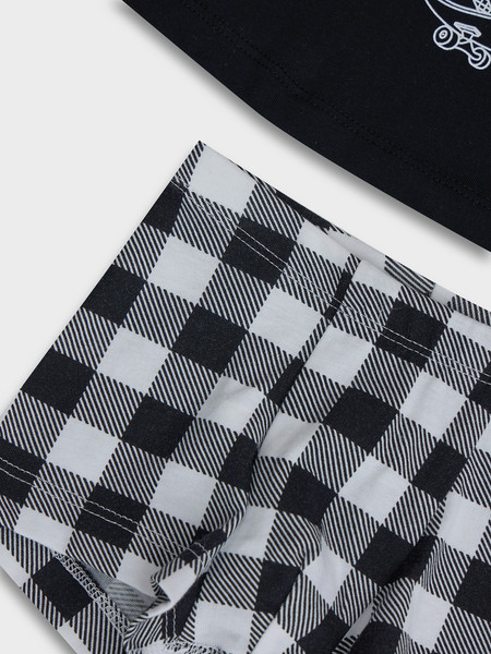 Изображение товара Комплект бельевой детский Mark Formelle 443002 (р.158-80-69, черный/черно-белая клетка)