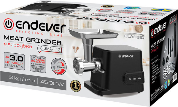 Изображение товара Мясорубка электрическая Endever Sigma-113 (черный)