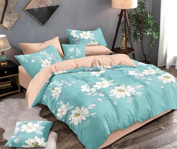 Изображение товара Комплект постельного белья Реноме 1.5сп Оливковая коллекция. Простыня на резинке УУ 1694-1 (поплин)