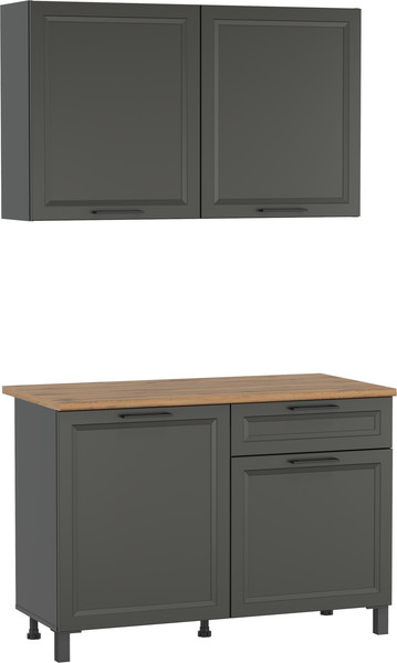 Изображение товара Шкаф навесной для кухни Олмеко Римини 1200 (диамант серый/белый/ПВХ графит/ПВХ графит)