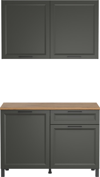 Изображение товара Шкаф навесной для кухни Олмеко Римини 1200 (диамант серый/белый/ПВХ графит/ПВХ графит)