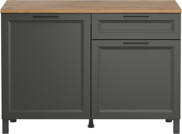 Изображение товара Шкаф-стол кухонный Олмеко Римини 1200 (диамант серый/дуб вотан/белый/ПВХ графит)