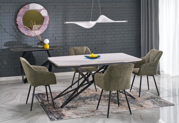 Изображение товара Обеденный стол Halmar Alfredo (белый мрамор/черный)