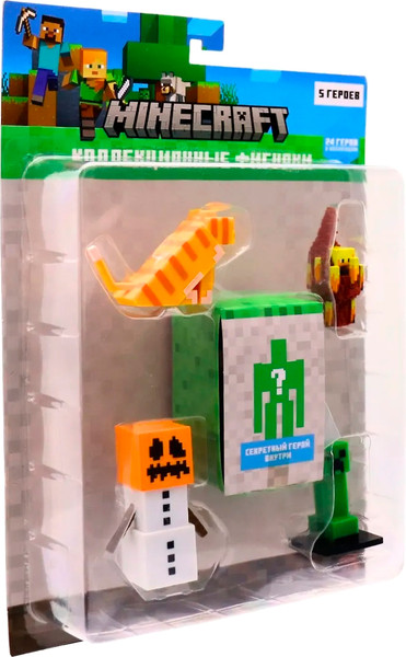 Изображение товара Набор фигурок коллекционных Minecraft Снежный голем, Ифрит, Зелёный крипер, кот и Хранитель / MC2040D