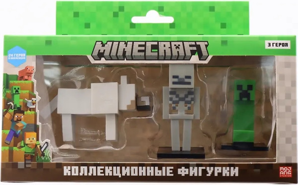 Изображение товара Набор фигурок коллекционных Minecraft Скелет, волк и зеленый крипер / MC2021C