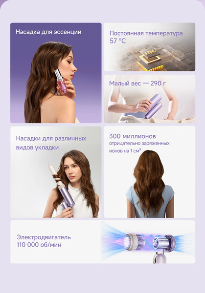 Изображение товара Фен Dreame Нairdryer Pocket Ultra AHD52 (фиолетовый)