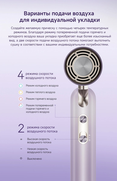 Изображение товара Фен Dreame Нairdryer Pocket Ultra AHD52 (фиолетовый)