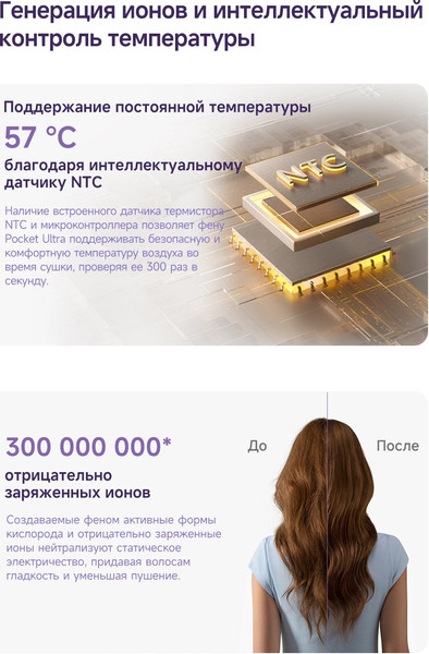 Изображение товара Фен Dreame Нairdryer Pocket Ultra AHD52 (фиолетовый)