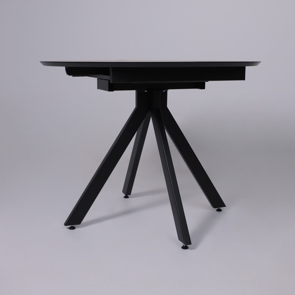 Изображение товара Обеденный стол LEPREMO  AV 1107 HPL+МДФ раздвижной D1000-1350x750 (дуб вотан/черный)